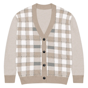 Cozy Plaid Knitted Cardigan - Soft Check Pattern - Dipaliz - Cardigans - Xs