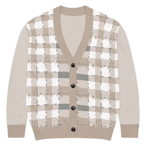 Check Plaid Knitted Cardigan - Cozy Layering Essential - Dipaliz - Xs - Cardigans