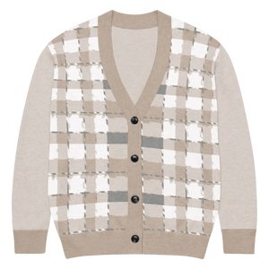 Cozy Plaid Knitted Cardigan - Soft Check Pattern - Dipaliz - Cardigans - Xs
