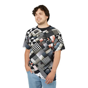 Checkerboard Unisex Cut & Sew Tee - All Over Print - Dipaliz - Black Stitching / 4 Oz. / s - T-shirts