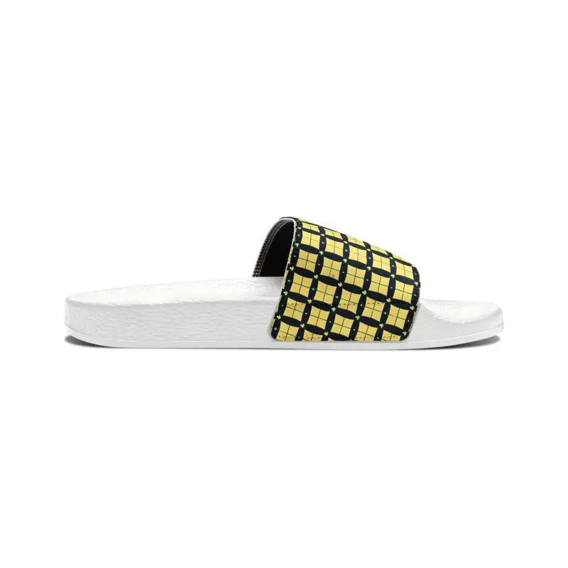 Checkered Pattern Men’s Pu Slide Sandals for Cool Summer Style - Shoes