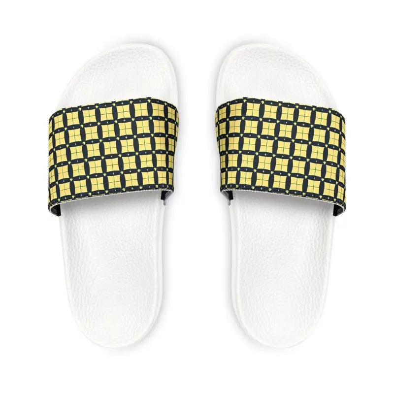 Checkered Pattern Men’s Pu Slide Sandals for Cool Summer Style - Shoes