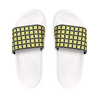 Checkered Pattern Men’s Pu Slide Sandals for Cool Summer Style - Shoes