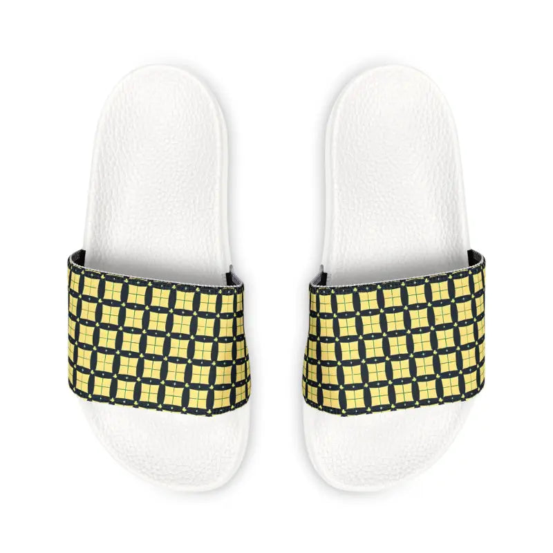 Checkered Pattern Men’s Pu Slide Sandals for Cool Summer Style - Shoes