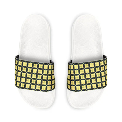 Checkered Pattern Men’s Pu Slide Sandals for Cool Summer Style - Shoes