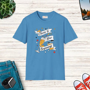 T-shirt - Cheers to New Beginnings Graphic Tees - Comfy Style - Dipaliz s / Heather Sapphire