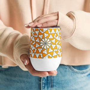 Wine Tumbler Yellow Triangles Pattern Insulated Chilled - Dipaliz - Tumblers