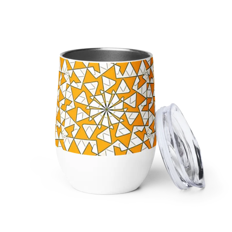 Level Up Outdoor Parties with Yellow Triangles Wine Tumbler - Kitchen and Dining