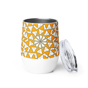 Wine Tumbler Yellow Triangles Pattern Insulated Chilled - Dipaliz - Tumblers