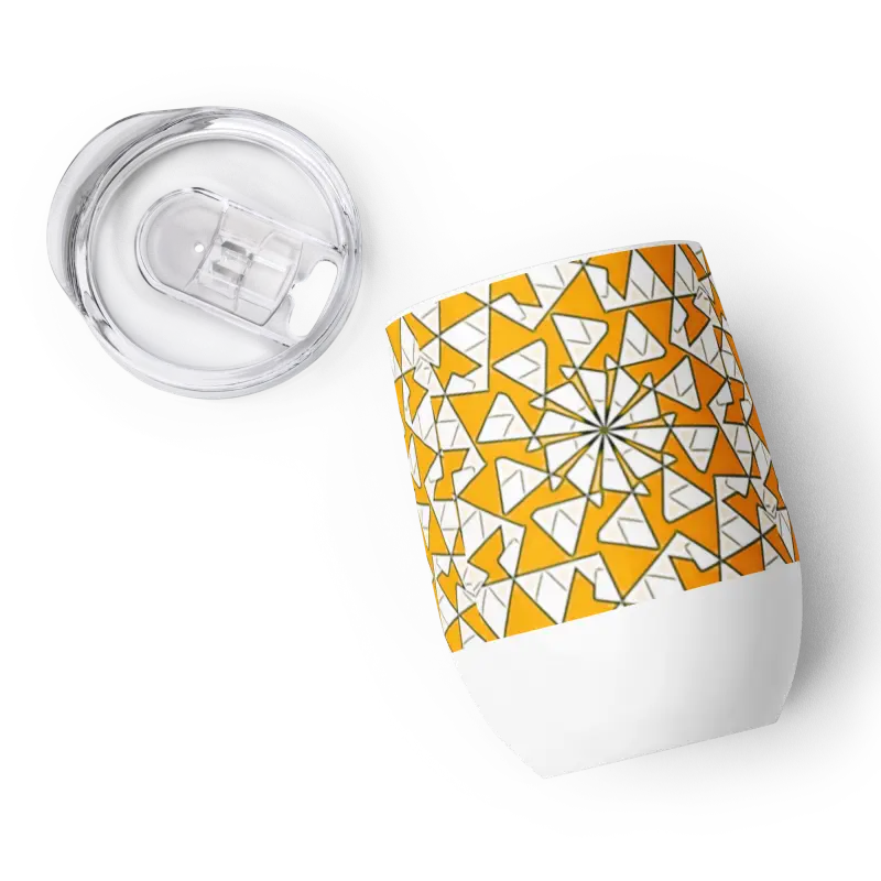 Level Up Outdoor Parties with Yellow Triangles Wine Tumbler - Kitchen and Dining