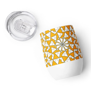 Wine Tumbler Yellow Triangles Pattern Insulated Chilled - Dipaliz - Tumblers