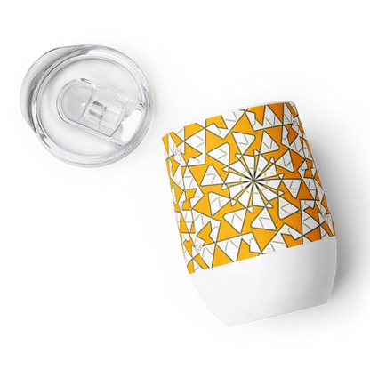 Level Up Outdoor Parties with Yellow Triangles Wine Tumbler - Kitchen and Dining