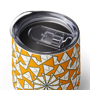 Wine Tumbler Yellow Triangles Pattern Insulated Chilled - Dipaliz - Tumblers