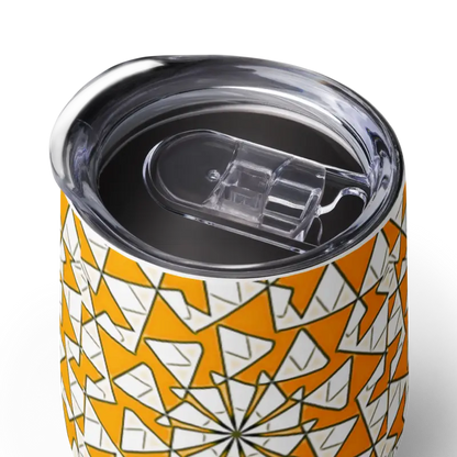 Level Up Outdoor Parties with Yellow Triangles Wine Tumbler - Kitchen and Dining