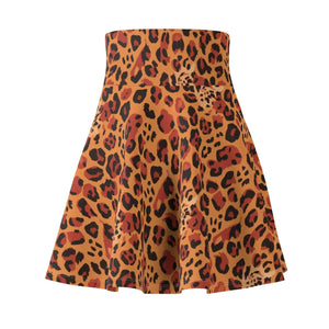 Bold Leopard Print Skater Skirt Polyester Spandex Dipaliz - Skirts - Xs