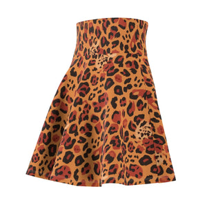 Bold Leopard Print Skater Skirt Polyester Spandex Dipaliz - Skirts - Xs