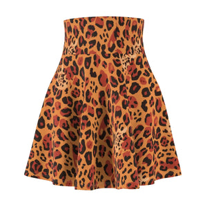 Bold Leopard Print Skater Skirt Polyester Spandex Dipaliz - Skirts - Xs