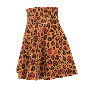 Bold Leopard Print Skater Skirt Polyester Spandex Dipaliz - Skirts - Xs
