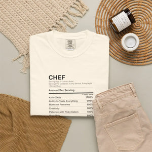 Chef Nutrition Facts T-shirt, Funny Cooking Ingredients Tee for Cooks & Foodies - T-shirts - m
