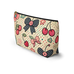 Vibrant Cherry Blossom Accessory Pouch - Cute Floral Makeup - Dipaliz - Large / Black Zipper - Cosmetic & Toiletry Bags