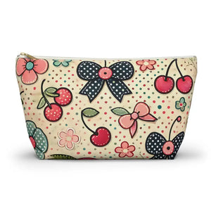 Vibrant Cherry Blossom Accessory Pouch - Cute Floral Makeup - Dipaliz - Large / White Zipper - Cosmetic & Toiletry Bags