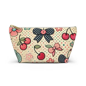 Vibrant Cherry Blossom Accessory Pouch - Cute Floral Makeup - Dipaliz - Small / White Zipper - Cosmetic & Toiletry Bags