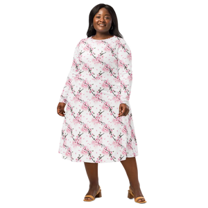 Cherry Blossom Sleeve Midi Dress Floral Print - Dipaliz - Dresses - Xs