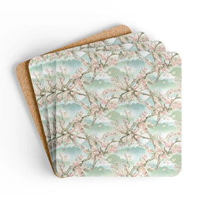 Full-color Print Mdf Coasters High-gloss Cherry Blossom Art - Dipaliz - Cork / 3.75’’ × / Square