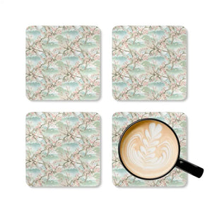 Full-color Print Mdf Coasters High-gloss Cherry Blossom Art - Dipaliz - Cork / 3.75’’ × / Square