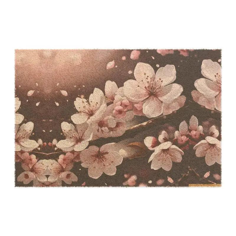 Cherry Blossom Elegance: Coir Coconut Fiber Door Mat - 24’’ x 16’’ Home Decor