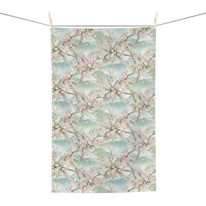 Cherry Blossom Microfiber Tea Towel - Mint Green Soft Absorbent - Dipaliz - 16’’ × 25’’ - Kitchen Towels