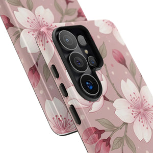 Cherry Blossom Tough Phone Case, Pink Floral Protective Cover - Mobile Cases