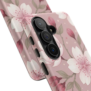 Cherry Blossom Tough Phone Case, Pink Floral Protective Cover - Mobile Cases