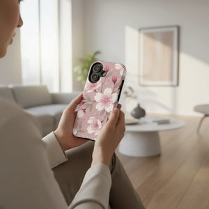 Cherry Blossom Tough Phone Case, Pink Floral Protective Cover - Mobile Cases