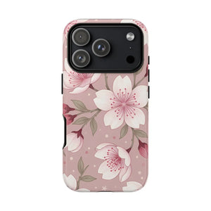 Cherry Blossom Tough Phone Case, Pink Floral Protective Cover - Mobile Cases