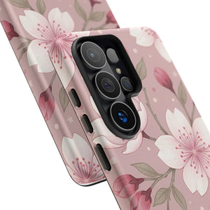 Cherry Blossom Tough Phone Case, Pink Floral Protective Cover - Mobile Cases
