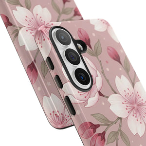 Cherry Blossom Tough Phone Case, Pink Floral Protective Cover - Mobile Cases