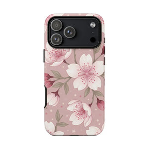 Cherry Blossom Tough Phone Case, Pink Floral Protective Cover - Mobile Cases