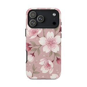 Cherry Blossom Tough Phone Case, Pink Floral Protective Cover - Mobile Cases