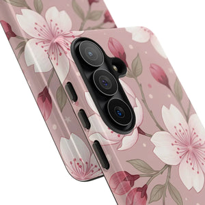Cherry Blossom Tough Phone Case, Pink Floral Protective Cover - Mobile Cases