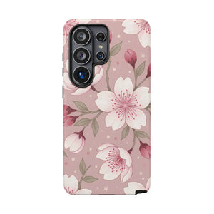 Cherry Blossom Tough Phone Case, Pink Floral Protective Cover - Mobile Cases