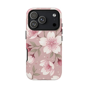 Cherry Blossom Tough Phone Case, Pink Floral Protective Cover - Mobile Cases