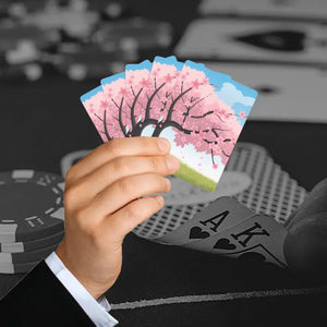 Cherry Blossom Tree Poker Playing Cards 300gsm Premium - Dipaliz - 2.5’’ x 3.5’’ / White / Semi Glossy - Card Games