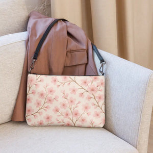 Cherry Blossoms Faux Leather Crossbody Bag Spring Floral - Dipaliz - Cross Body Bags