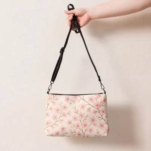 Cherry Blossoms Faux Leather Crossbody Bag Spring Floral - Dipaliz - Cross Body Bags