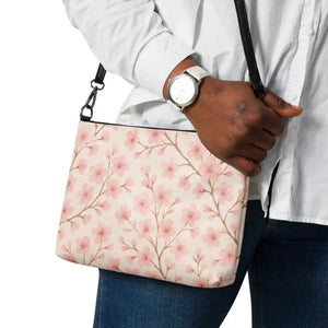 Cherry Blossoms Faux Leather Crossbody Bag Spring Floral - Dipaliz - Cross Body Bags