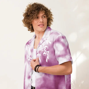 Button Shirt - Pink Marble Floral - Summer Cool Style - Dipaliz