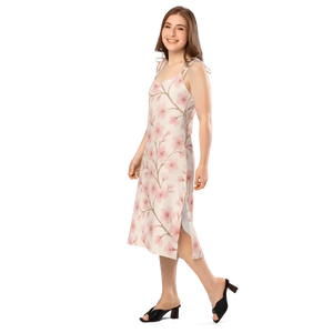 Cherry Blossom Midi Dress with Built-in Bra - Dipaliz - Dresses