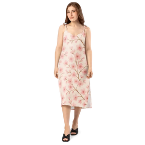 Cherry Blossom Midi Dress with Built-in Bra - Dipaliz - Dresses