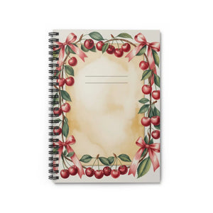 Vintage Cherry Wreath Spiral Notebook - 6x8 Journal - Dipaliz - Journals